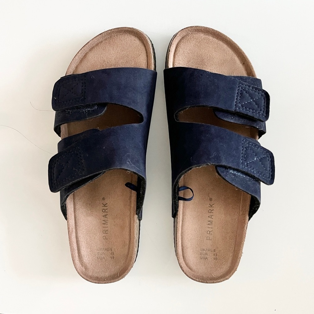 NWOT Primark Navy Suede-Like Footbed Sandals – Stylish Comfort for Summer US10